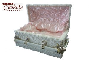 2/0 High Pile Lamb White with Pink Satin Interior and Angel Corners