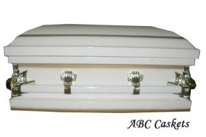Child Metal 2'6" Casket, White Shaded Gold