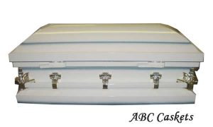 Child Metal 3'6" Casket, White Shaded Blue